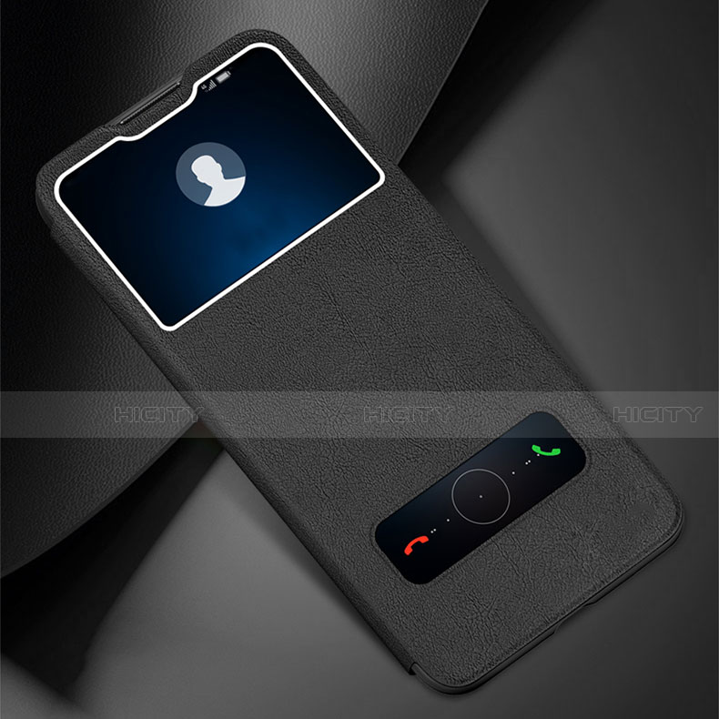 Custodia Portafoglio In Pelle Cover con Supporto L01 per Huawei Enjoy 10 Plus Nero