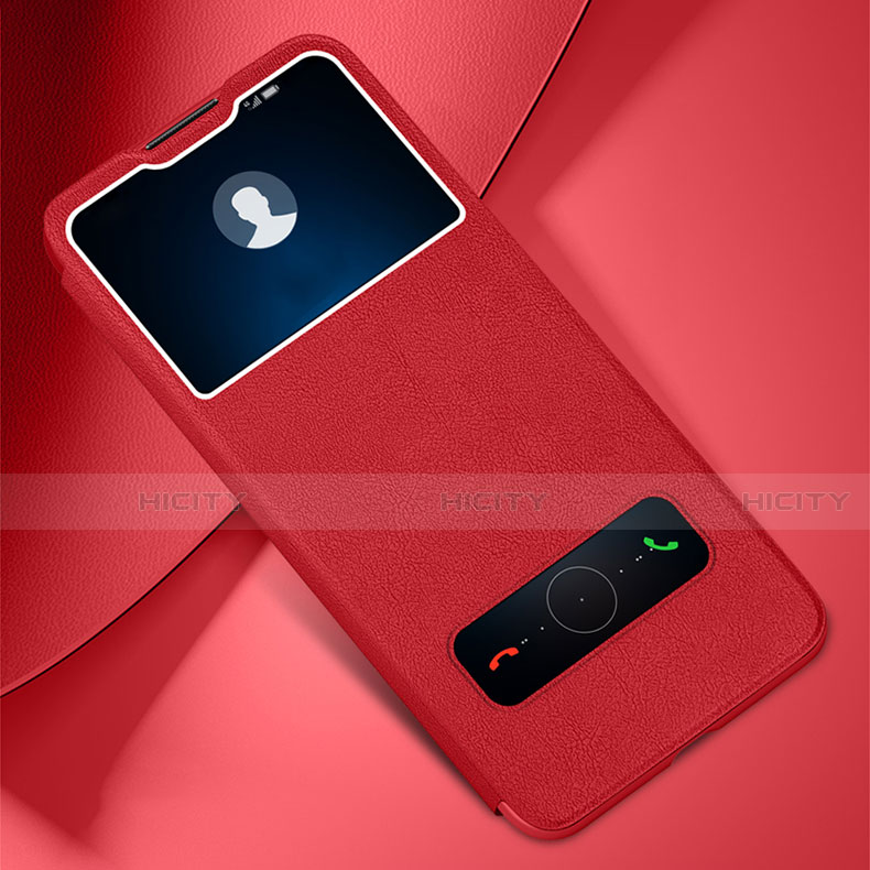 Custodia Portafoglio In Pelle Cover con Supporto L01 per Huawei Enjoy 10 Plus Rosso