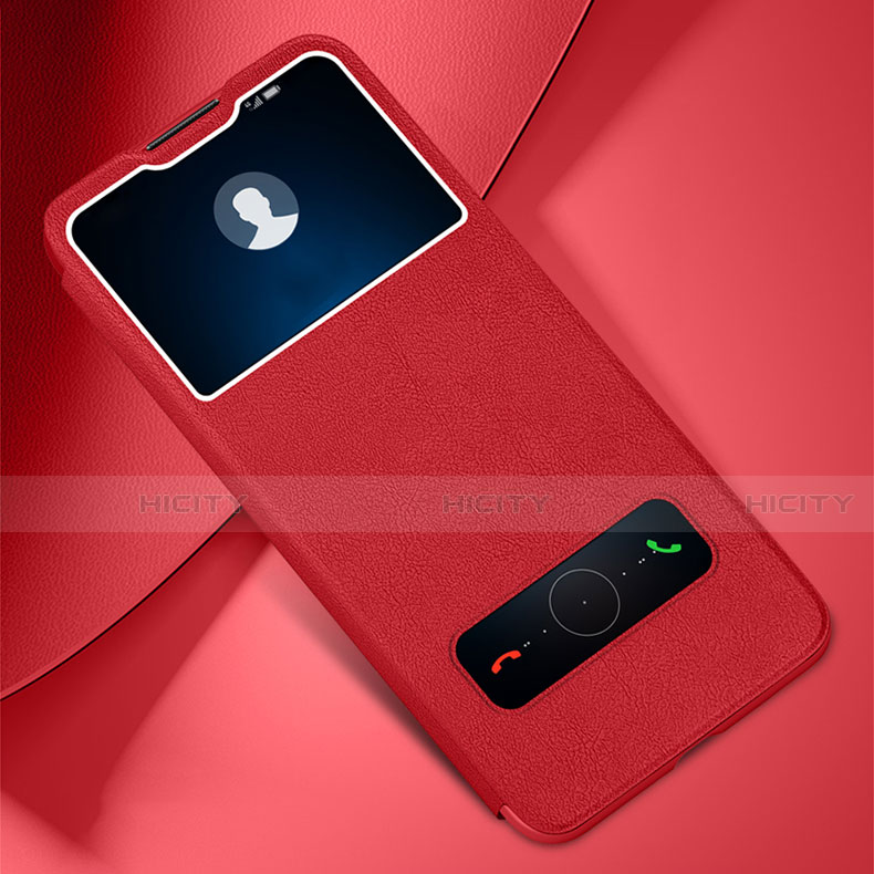 Custodia Portafoglio In Pelle Cover con Supporto L01 per Huawei Enjoy 10e Rosso