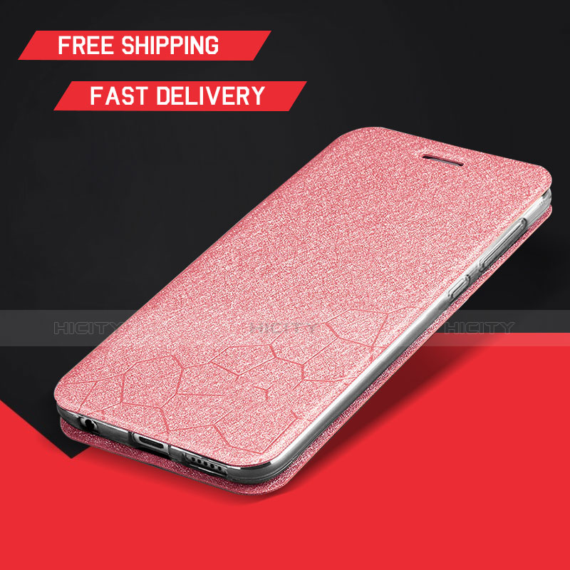 Custodia Portafoglio In Pelle Cover con Supporto L01 per Huawei Enjoy 9 Plus Oro Rosa