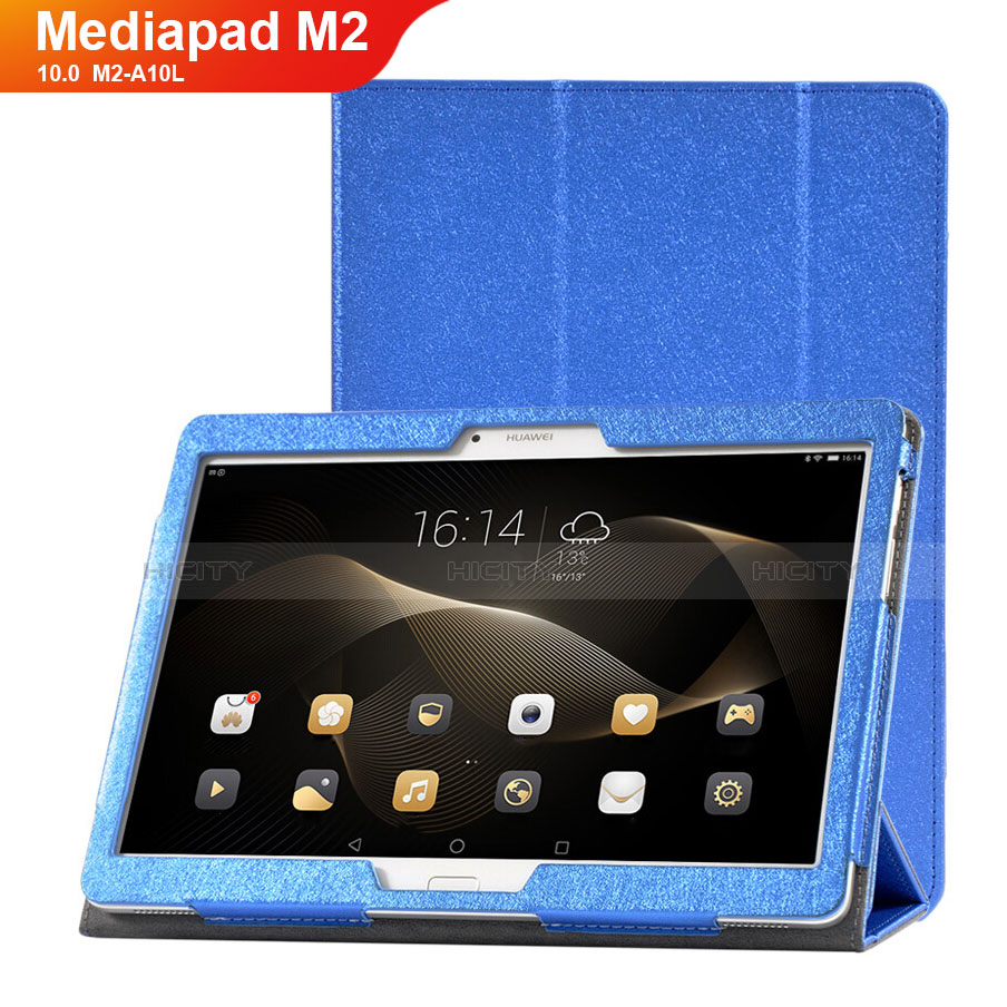 Custodia Portafoglio In Pelle Cover con Supporto L01 per Huawei MediaPad M2 10.0 M2-A10L Blu