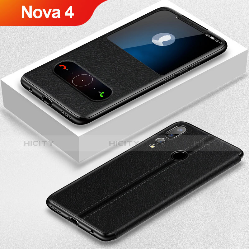 Custodia Portafoglio In Pelle Cover con Supporto L01 per Huawei Nova 4 Nero