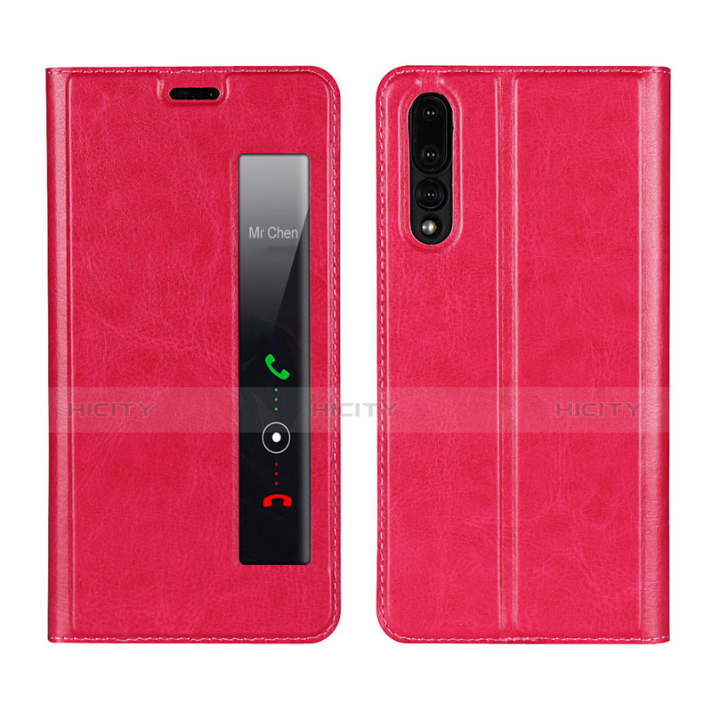 Custodia Portafoglio In Pelle Cover con Supporto L01 per Huawei P20 Pro Rosso