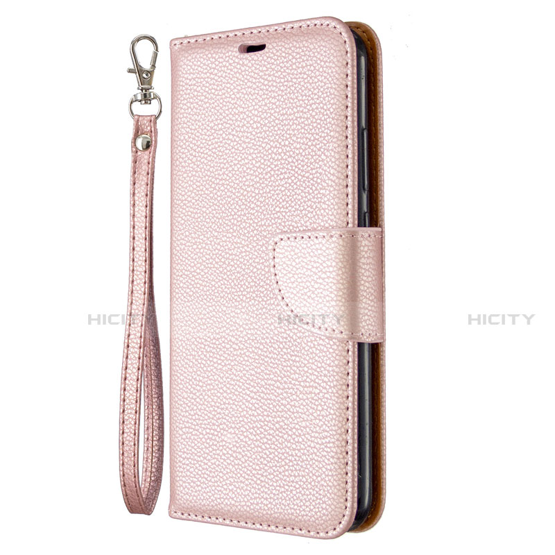 Custodia Portafoglio In Pelle Cover con Supporto L01 per Huawei Y7p Oro Rosa