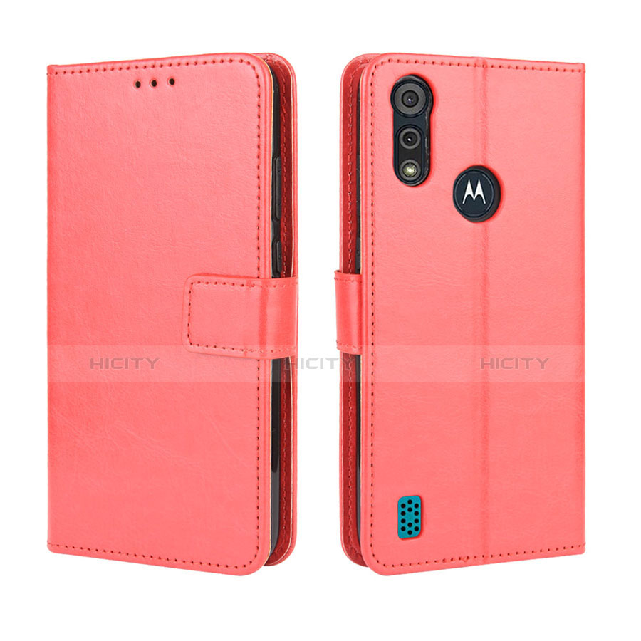 Custodia Portafoglio In Pelle Cover con Supporto L01 per Motorola Moto E6s (2020) Rosso