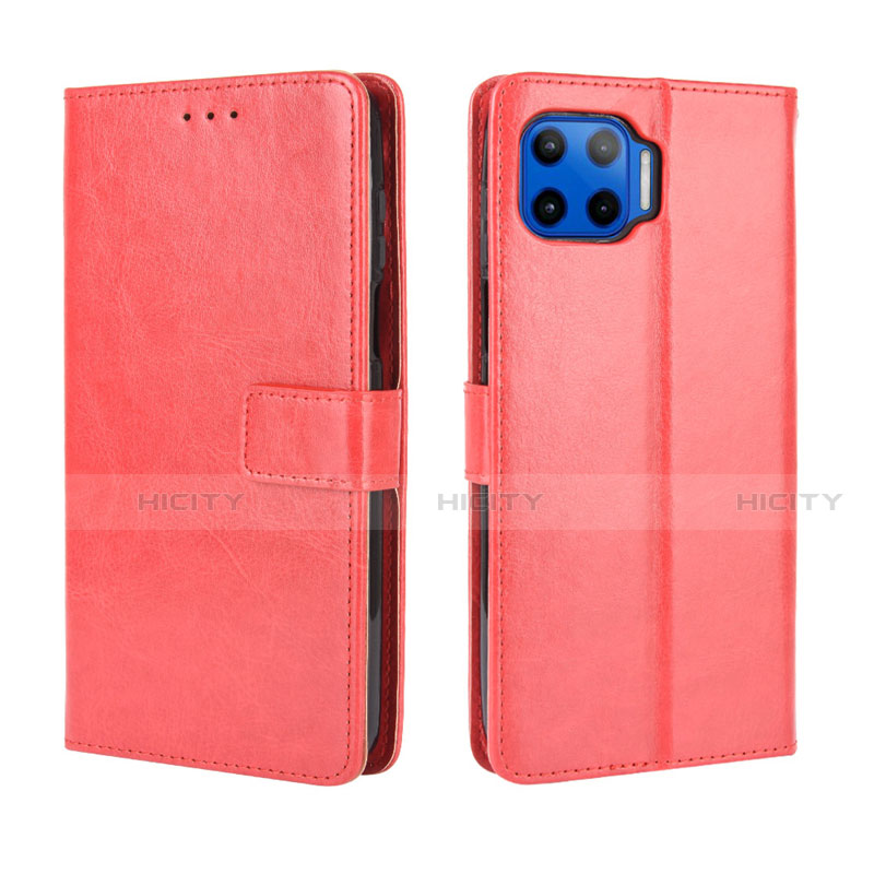 Custodia Portafoglio In Pelle Cover con Supporto L01 per Motorola Moto G 5G Plus Rosso