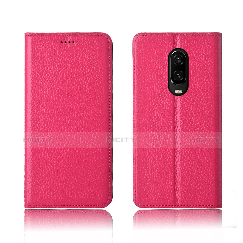 Custodia Portafoglio In Pelle Cover con Supporto L01 per OnePlus 6T Oro Rosa
