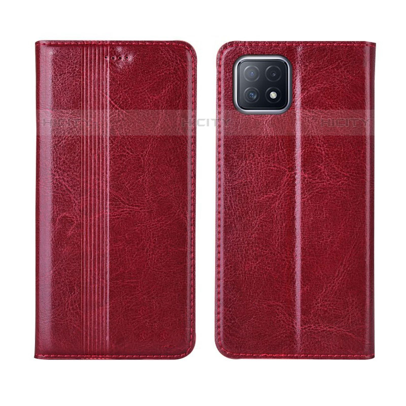 Custodia Portafoglio In Pelle Cover con Supporto L01 per Oppo A53 5G Rosso Rosa