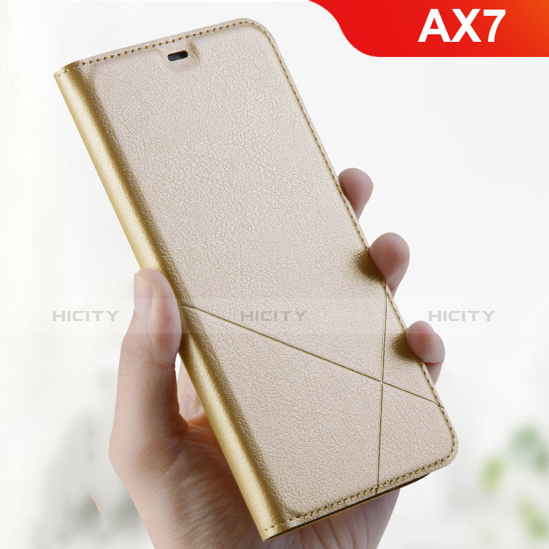 Custodia Portafoglio In Pelle Cover con Supporto L01 per Oppo AX7 Oro