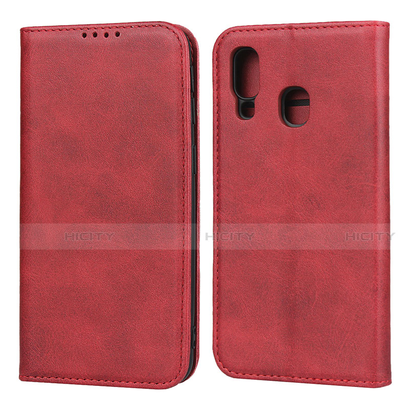 Custodia Portafoglio In Pelle Cover con Supporto L01 per Samsung Galaxy A40 Rosso