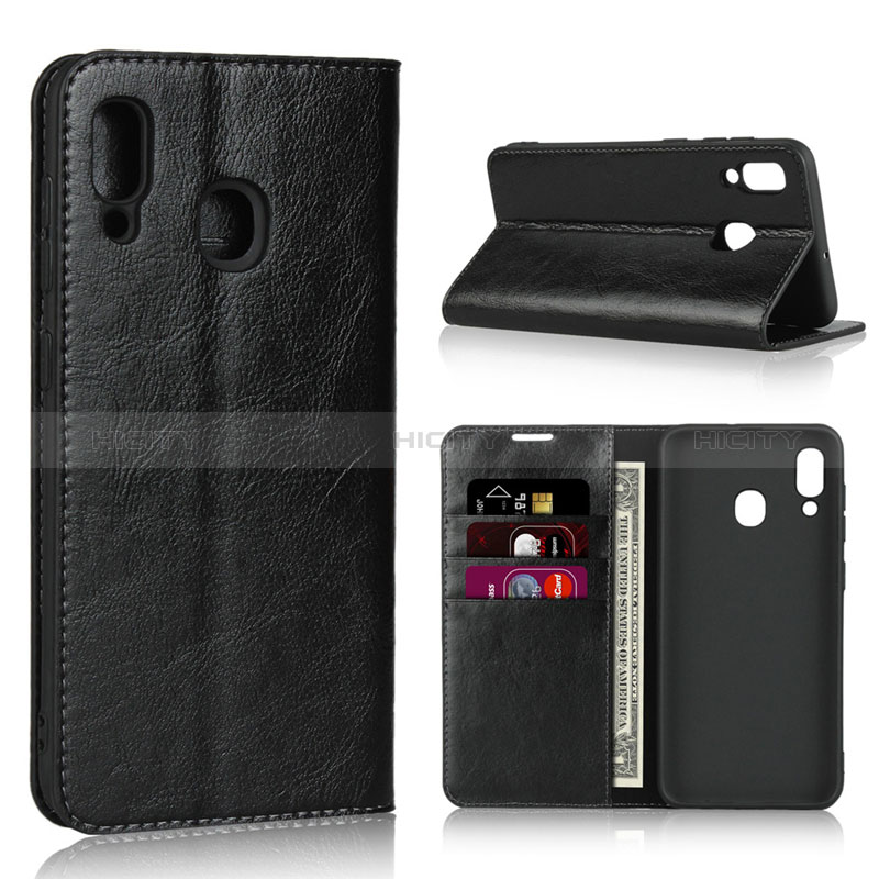 Custodia Portafoglio In Pelle Cover con Supporto L01 per Samsung Galaxy M10S Nero
