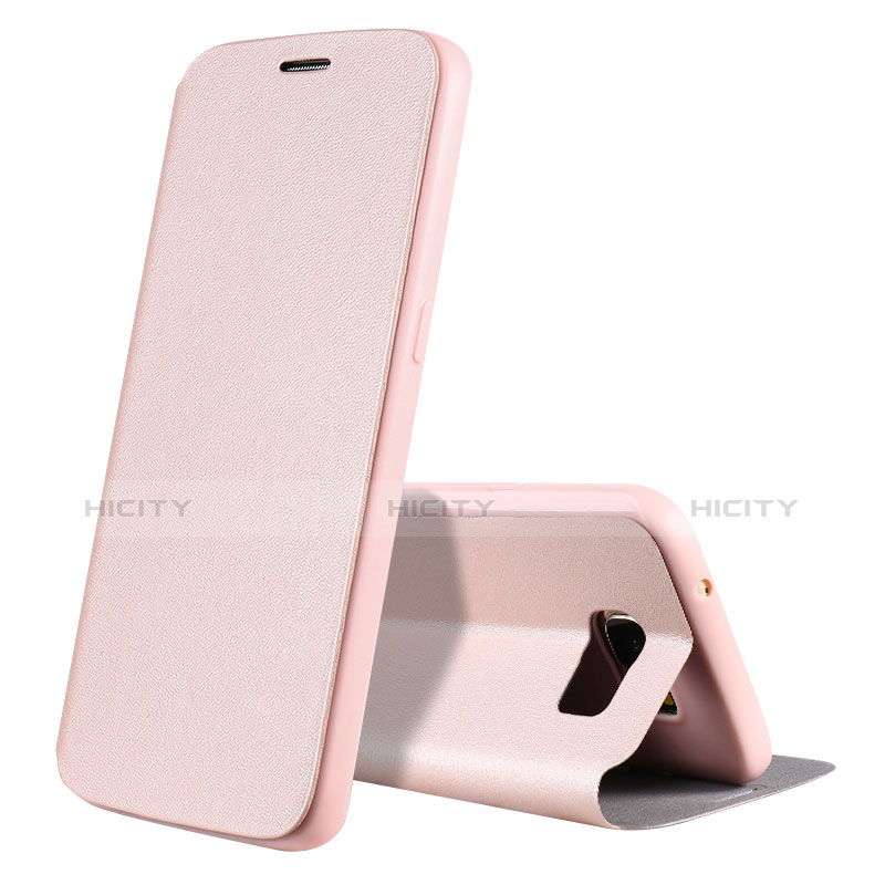 Custodia Portafoglio In Pelle Cover con Supporto L01 per Samsung Galaxy S7 Edge G935F Oro Rosa