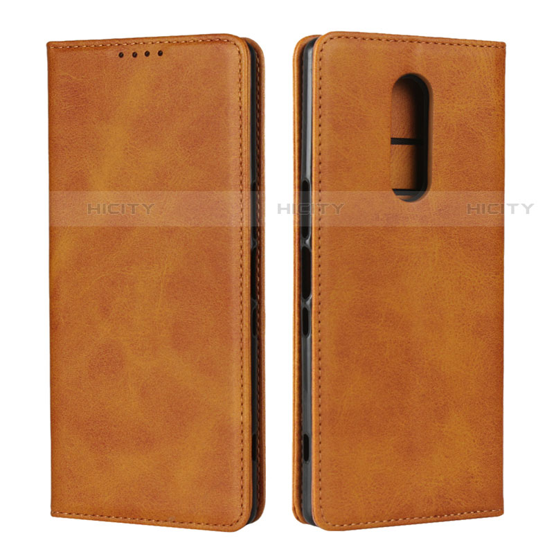 Custodia Portafoglio In Pelle Cover con Supporto L01 per Sony Xperia 1 Arancione