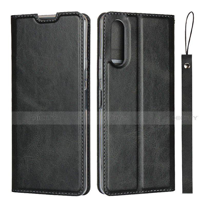 Custodia Portafoglio In Pelle Cover con Supporto L01 per Sony Xperia 10 II Nero