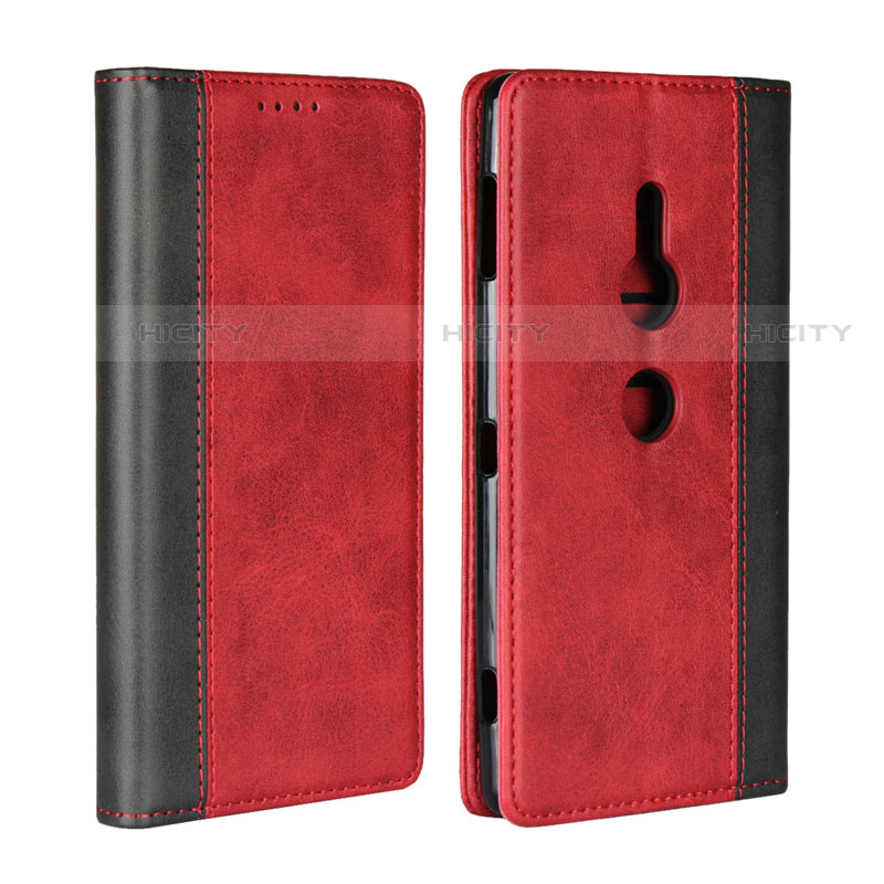 Custodia Portafoglio In Pelle Cover con Supporto L01 per Sony Xperia XZ2 Rosso