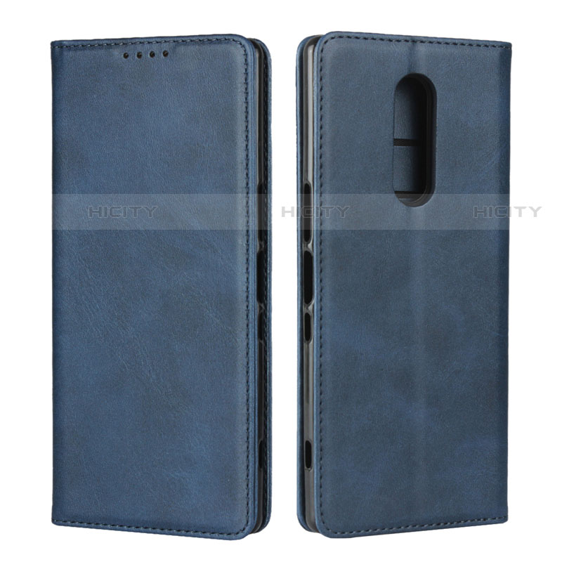 Custodia Portafoglio In Pelle Cover con Supporto L01 per Sony Xperia XZ4 Blu