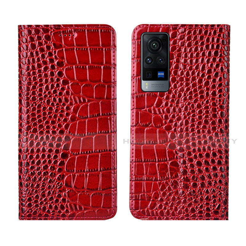 Custodia Portafoglio In Pelle Cover con Supporto L01 per Vivo X60 5G Rosso