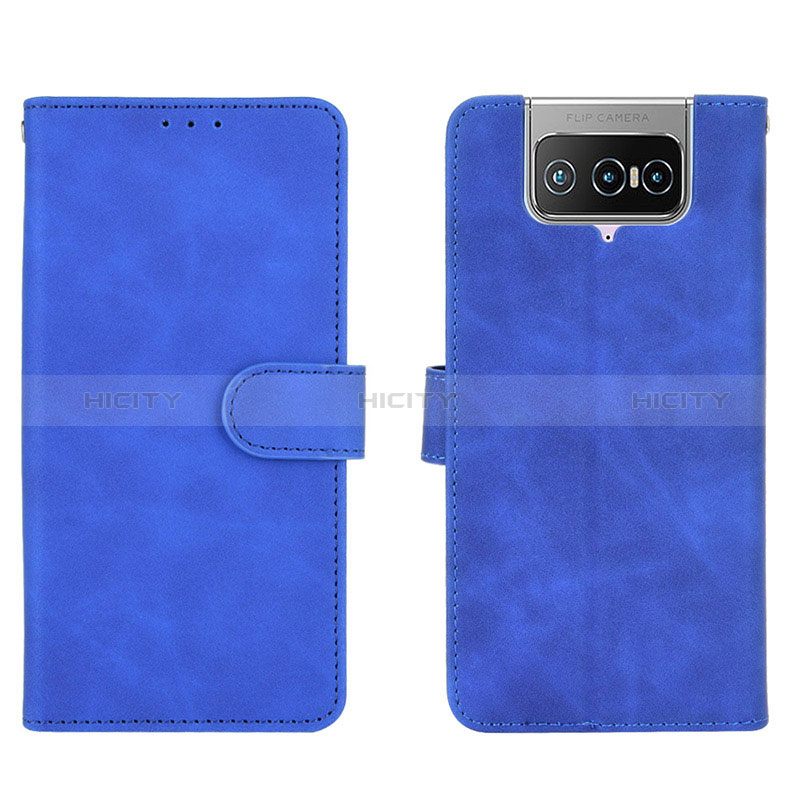 Custodia Portafoglio In Pelle Cover con Supporto L01Z per Asus ZenFone 8 Flip ZS672KS Blu