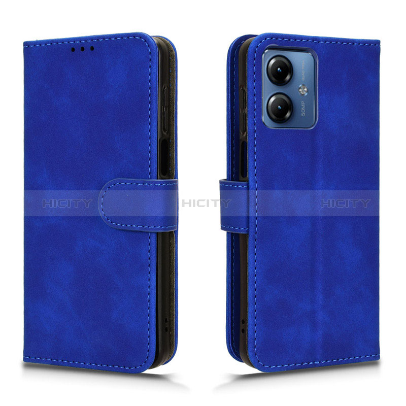 Custodia Portafoglio In Pelle Cover con Supporto L01Z per Motorola Moto G14 Blu