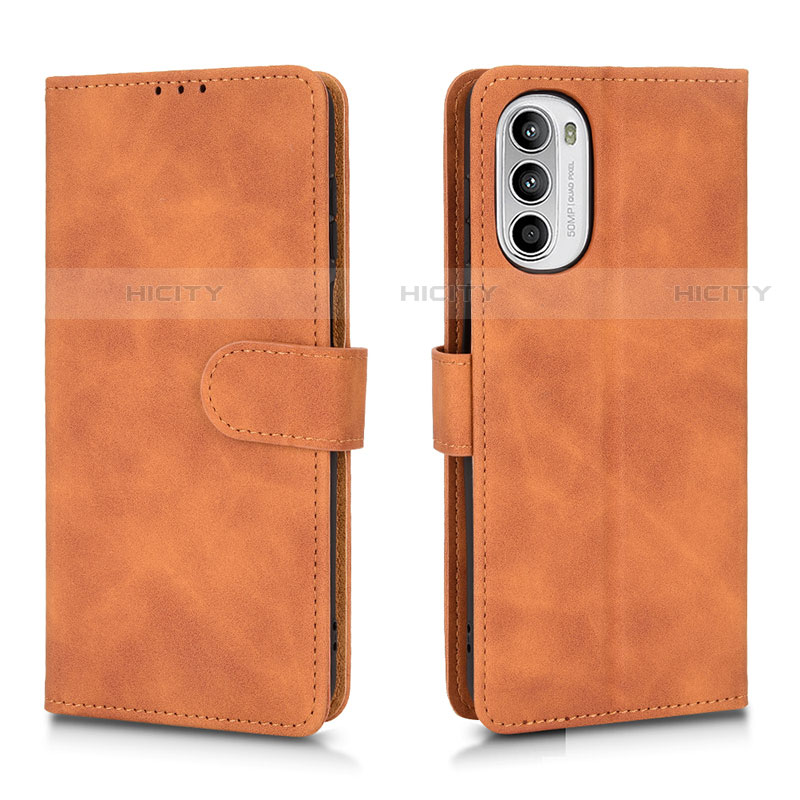 Custodia Portafoglio In Pelle Cover con Supporto L01Z per Motorola MOTO G52 Marrone