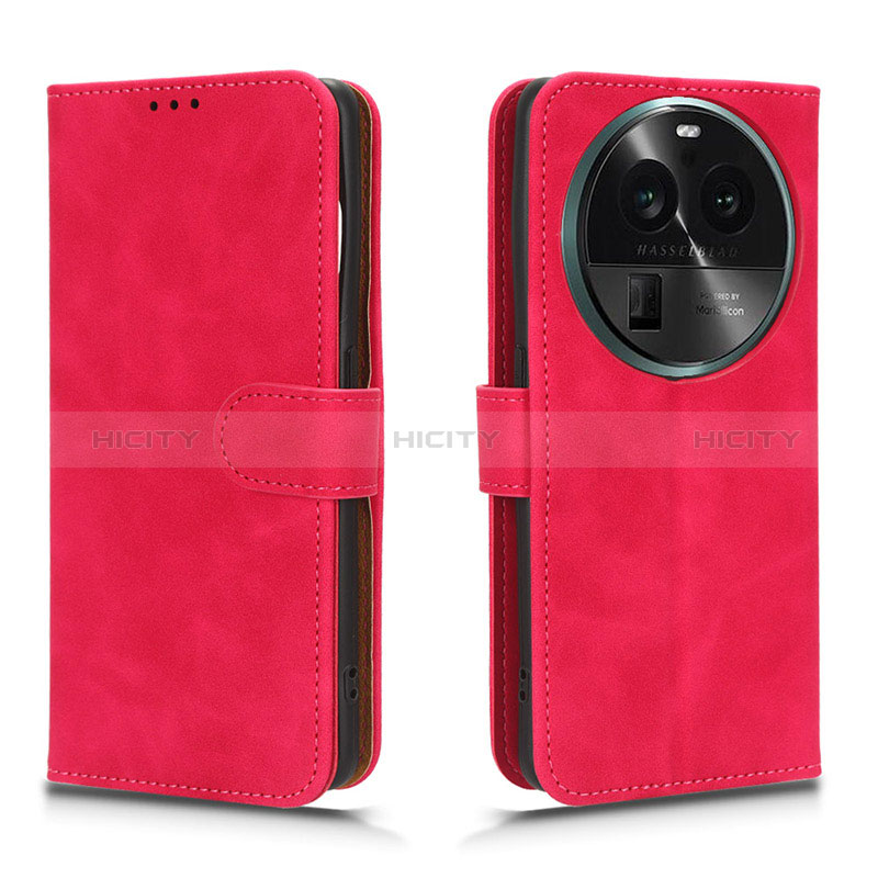 Custodia Portafoglio In Pelle Cover con Supporto L01Z per Oppo Find X6 Pro 5G Rosa Caldo