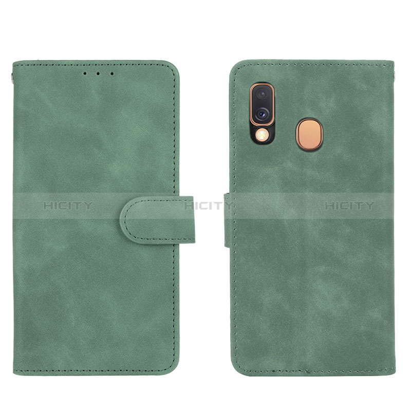 Custodia Portafoglio In Pelle Cover con Supporto L01Z per Samsung Galaxy A40 Verde