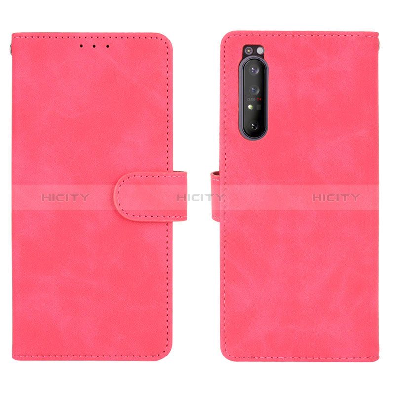Custodia Portafoglio In Pelle Cover con Supporto L01Z per Sony Xperia 1 II Rosa Caldo