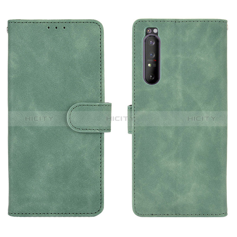 Custodia Portafoglio In Pelle Cover con Supporto L01Z per Sony Xperia 1 II Verde