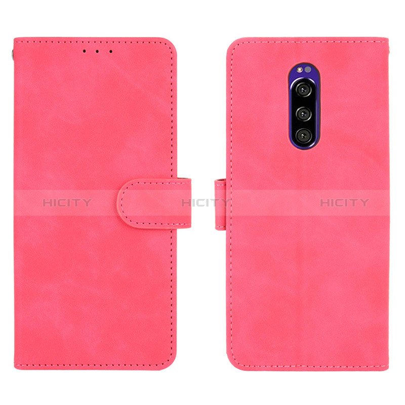 Custodia Portafoglio In Pelle Cover con Supporto L01Z per Sony Xperia 1 Rosa Caldo