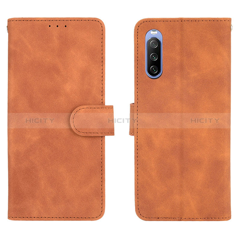 Custodia Portafoglio In Pelle Cover con Supporto L01Z per Sony Xperia 10 III Marrone