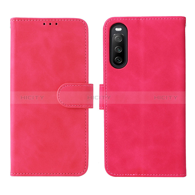 Custodia Portafoglio In Pelle Cover con Supporto L01Z per Sony Xperia 10 IV Rosa Caldo