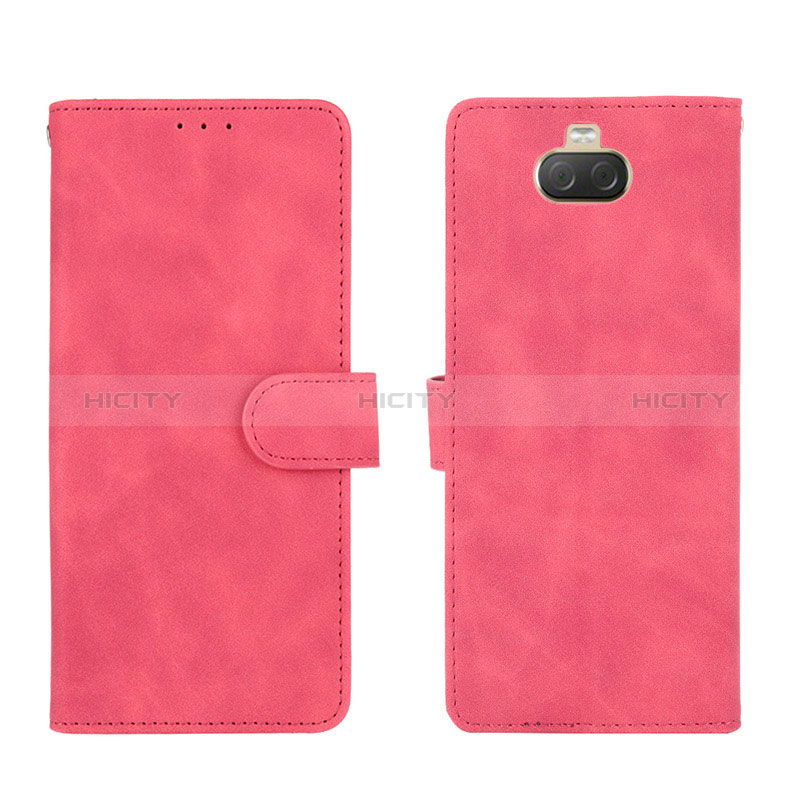 Custodia Portafoglio In Pelle Cover con Supporto L01Z per Sony Xperia 10 Rosa Caldo
