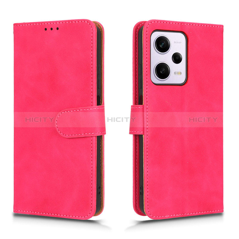 Custodia Portafoglio In Pelle Cover con Supporto L01Z per Xiaomi Redmi Note 12 Pro 5G Rosa Caldo