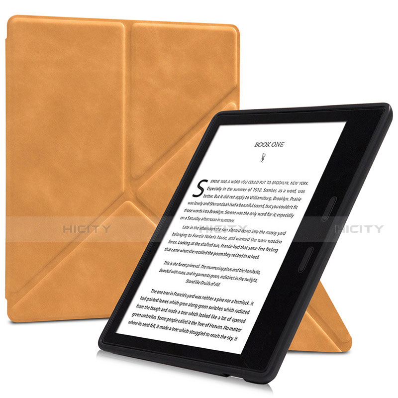 Custodia Portafoglio In Pelle Cover con Supporto L02 per Amazon Kindle Oasis 7 inch Arancione