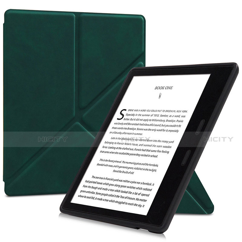 Custodia Portafoglio In Pelle Cover con Supporto L02 per Amazon Kindle Oasis 7 inch Verde