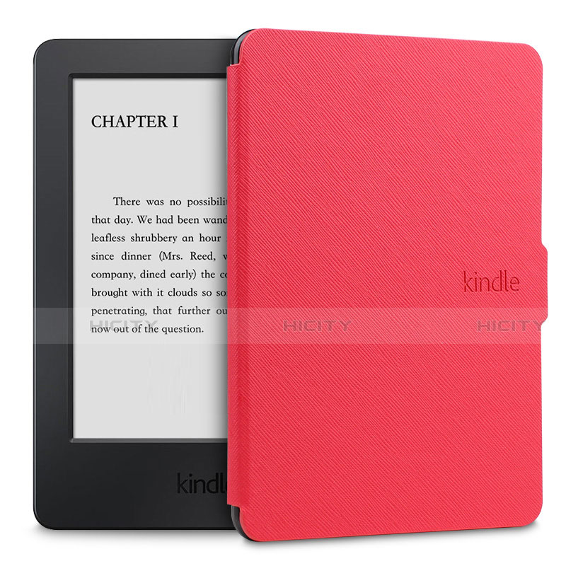 Custodia Portafoglio In Pelle Cover con Supporto L02 per Amazon Kindle Paperwhite 6 inch Rosso