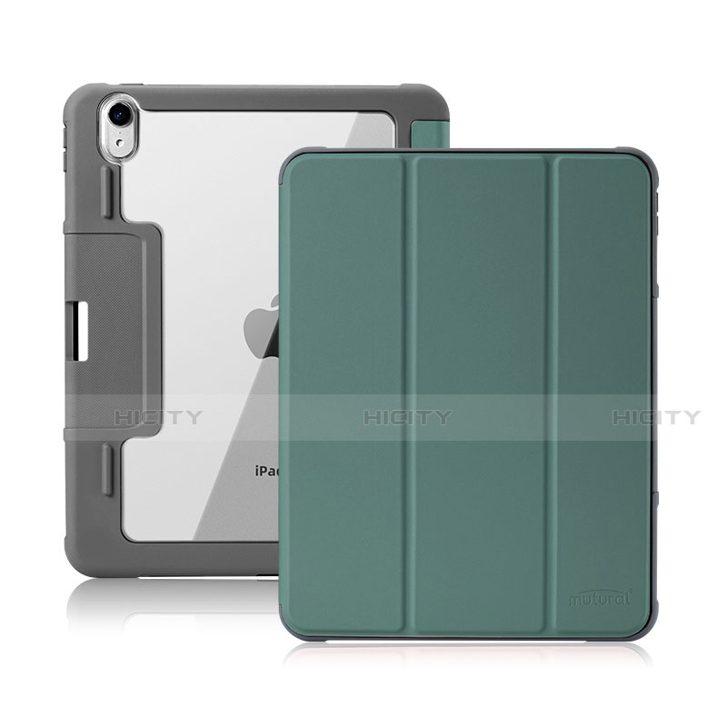 Custodia Portafoglio In Pelle Cover con Supporto L02 per Apple iPad Air 10.9 (2020) Verde Notte