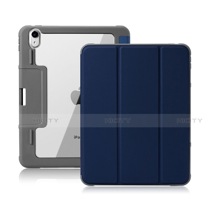 Custodia Portafoglio In Pelle Cover con Supporto L02 per Apple iPad Air 4 10.9 (2020) Blu Notte