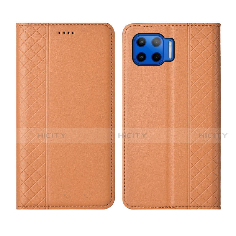 Custodia Portafoglio In Pelle Cover con Supporto L02 per Motorola Moto G 5G Plus Arancione