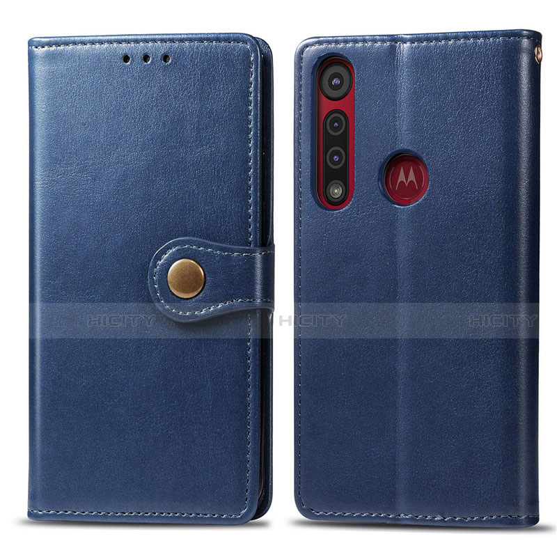 Custodia Portafoglio In Pelle Cover con Supporto L02 per Motorola Moto G8 Play Blu