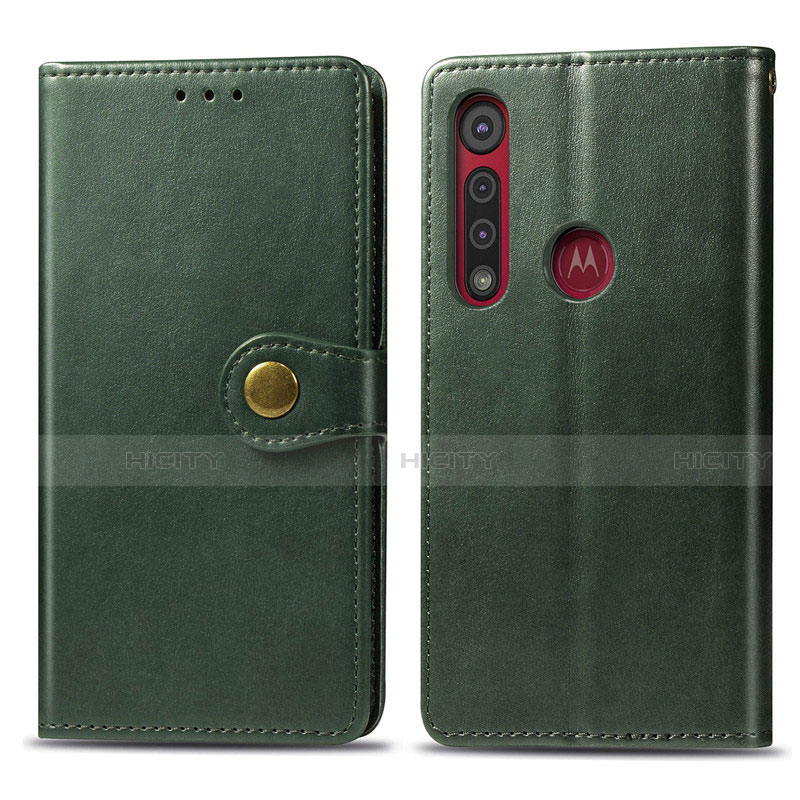 Custodia Portafoglio In Pelle Cover con Supporto L02 per Motorola Moto G8 Play Verde