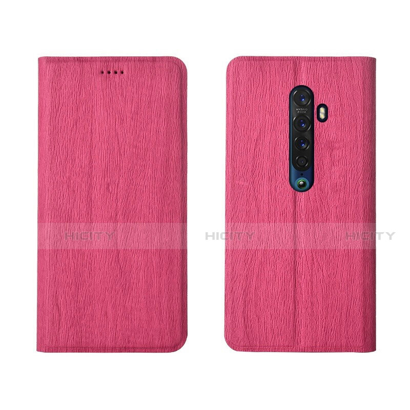 Custodia Portafoglio In Pelle Cover con Supporto L02 per Oppo Reno2 Rosa Caldo