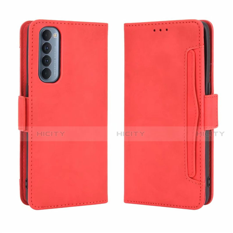 Custodia Portafoglio In Pelle Cover con Supporto L02 per Oppo Reno4 Pro 4G Rosso