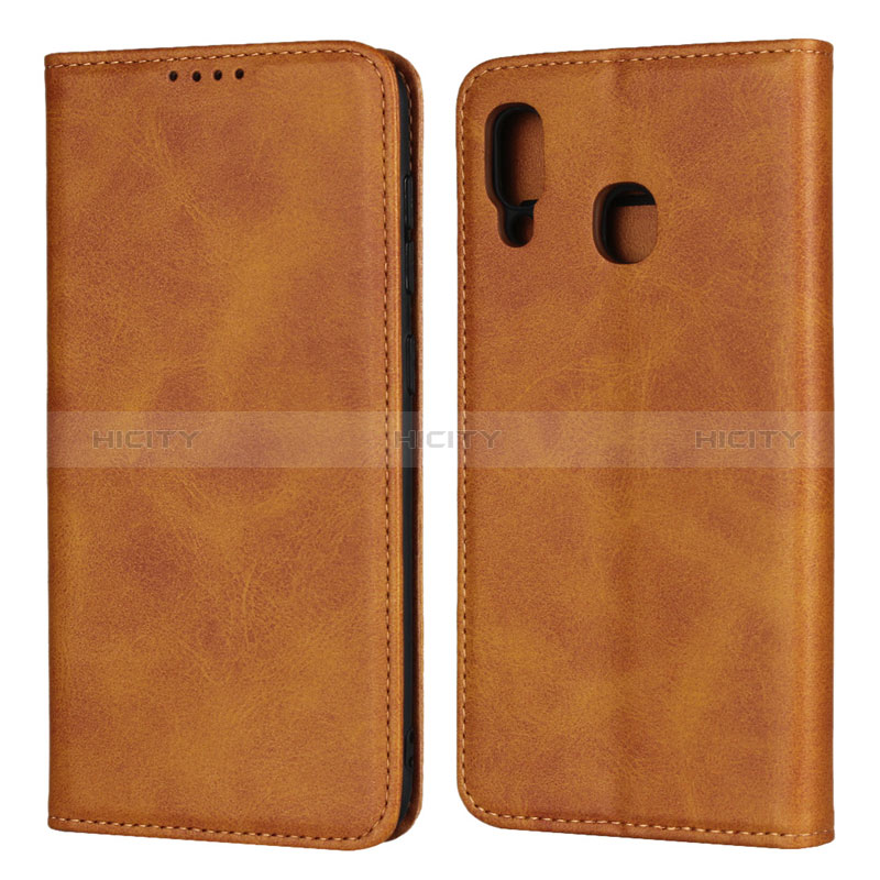 Custodia Portafoglio In Pelle Cover con Supporto L02 per Samsung Galaxy A20 Arancione