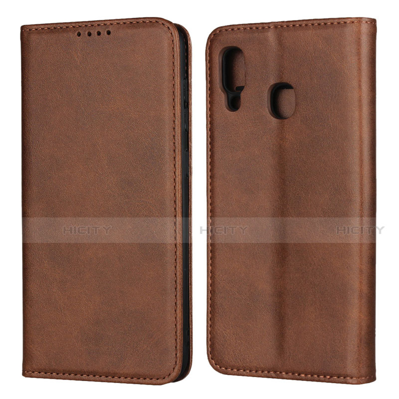 Custodia Portafoglio In Pelle Cover con Supporto L02 per Samsung Galaxy A30 Marrone