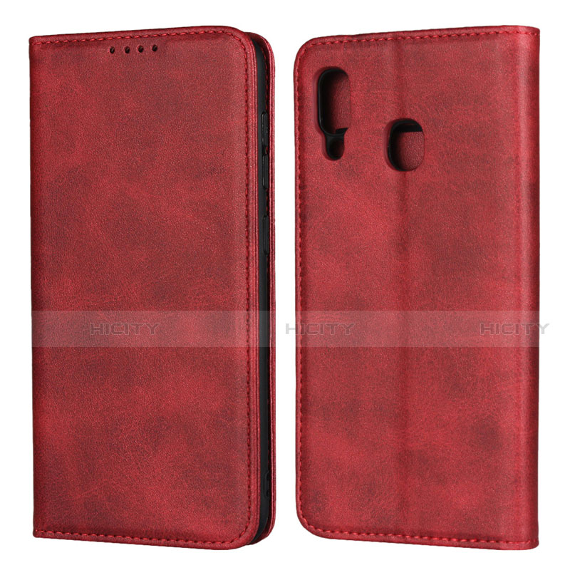 Custodia Portafoglio In Pelle Cover con Supporto L02 per Samsung Galaxy A30 Rosso