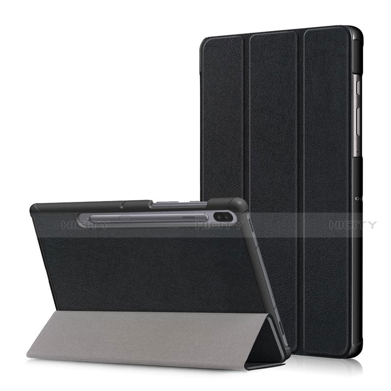 Custodia Portafoglio In Pelle Cover con Supporto L02 per Samsung Galaxy Tab S6 10.5 SM-T860 Nero