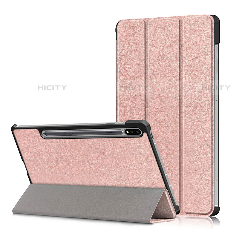Custodia Portafoglio In Pelle Cover con Supporto L02 per Samsung Galaxy Tab S7 11 Wi-Fi SM-T870 Oro Rosa