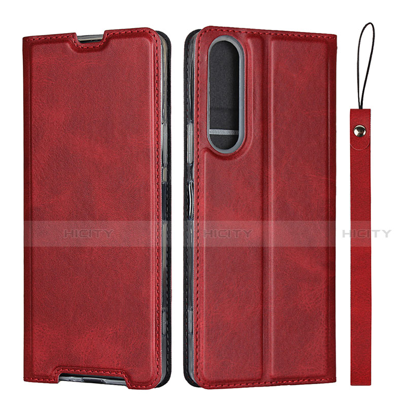 Custodia Portafoglio In Pelle Cover con Supporto L02 per Sony Xperia 1 II Rosso