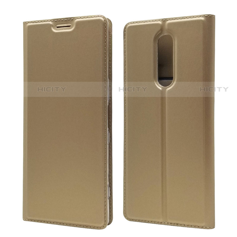 Custodia Portafoglio In Pelle Cover con Supporto L02 per Sony Xperia 1 Oro